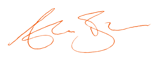 Alex Bean's signature, the author and creator of Factory for Good.