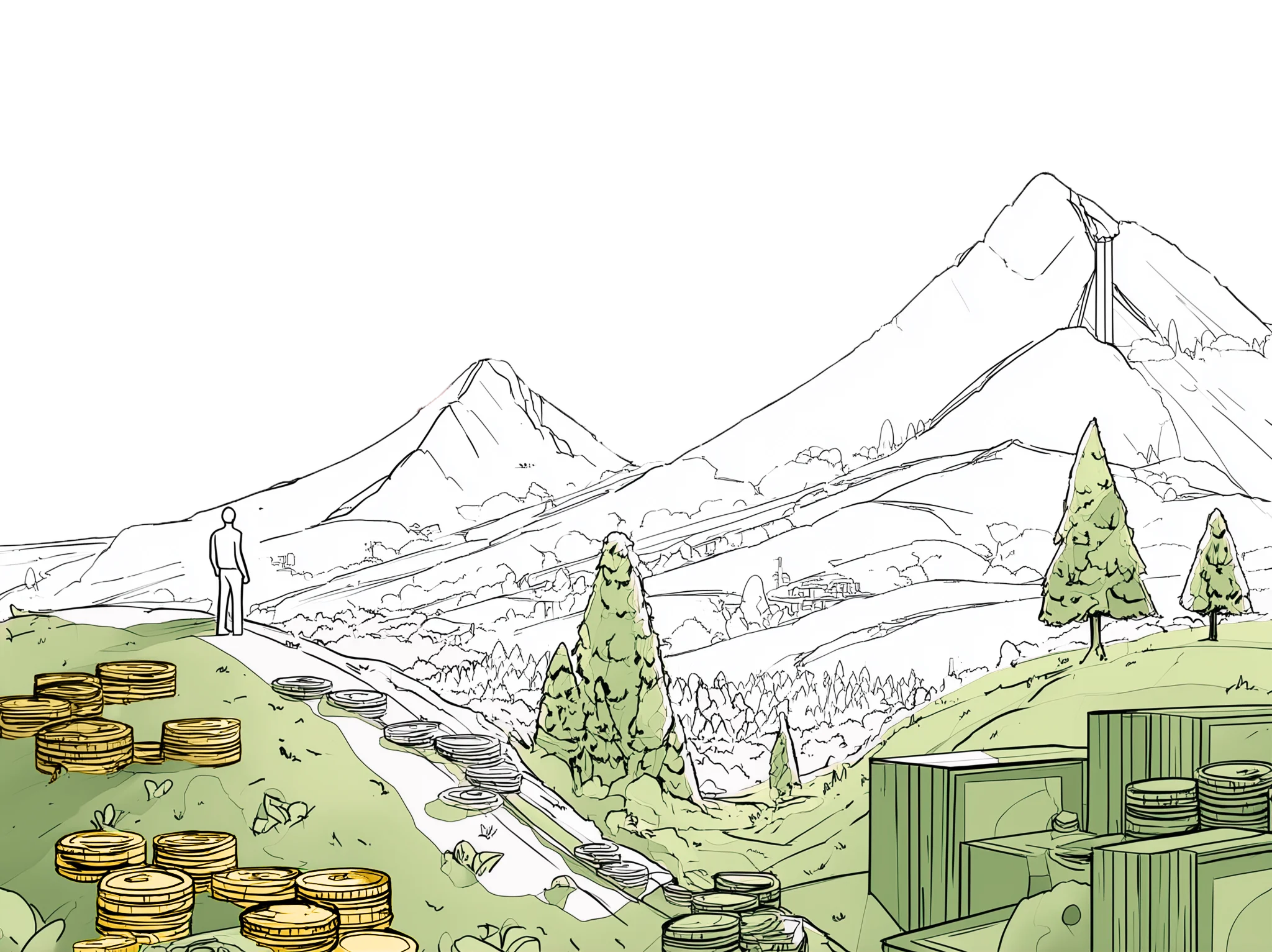 A man atop Money Mountain, a key idea communicated in the Factory for Good book by Alex Bean